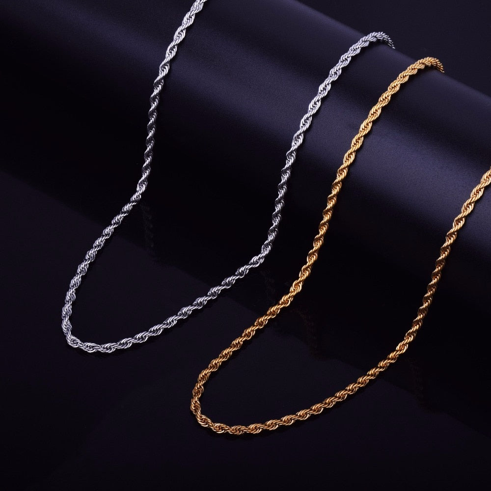 Women 3mm Gold Rope Chain