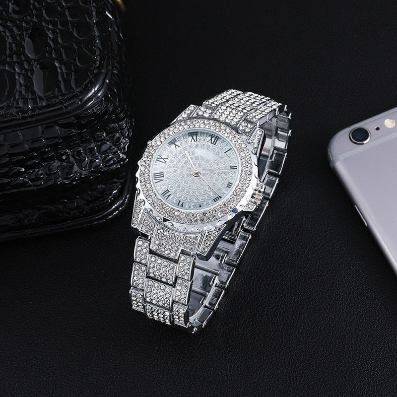 18K White Gold Iced Out Watch