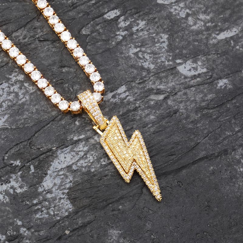 Iced Out Lightning Bolt Necklace