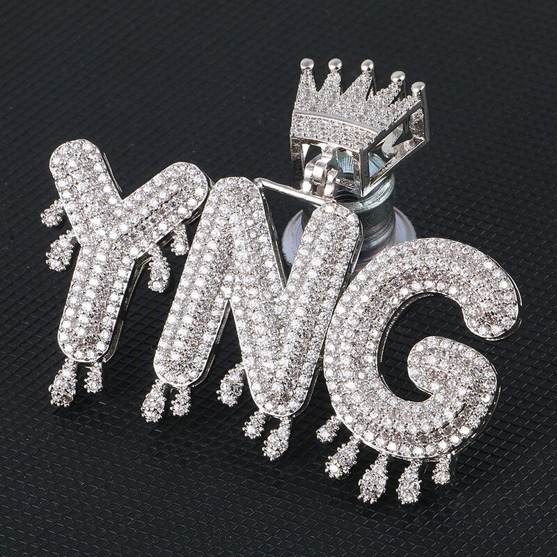 Iced Out Crown Custom Name Pendant Necklace