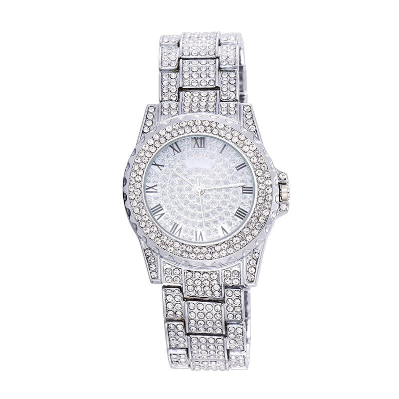 18K White Gold Iced Out Watch