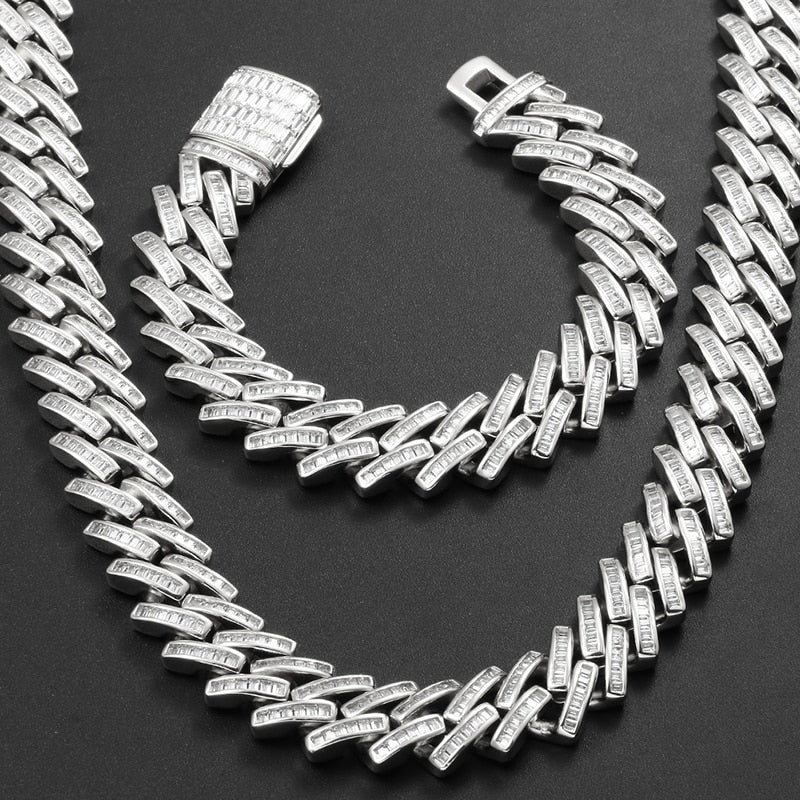 14mm Baguette Diamond Cuban Link Chain