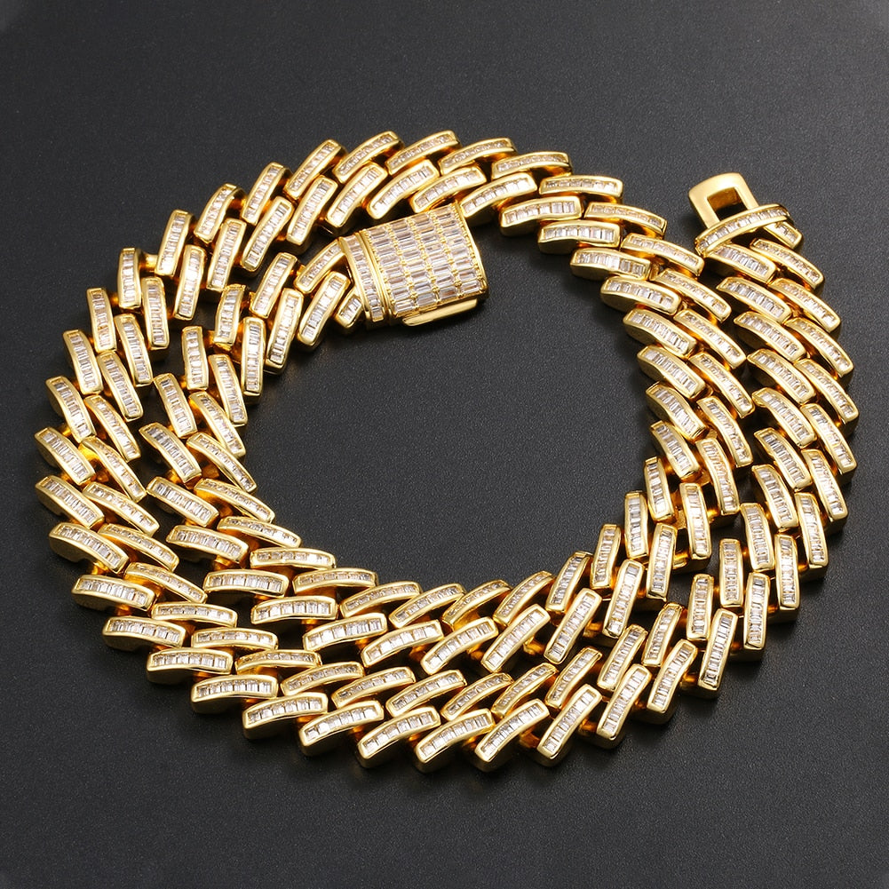 14mm Baguette Diamond Cuban Link Chain