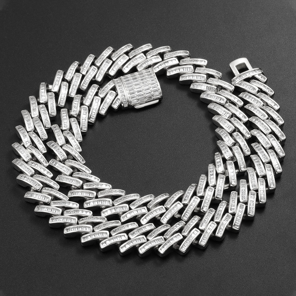 14mm Baguette Diamond Cuban Link Chain