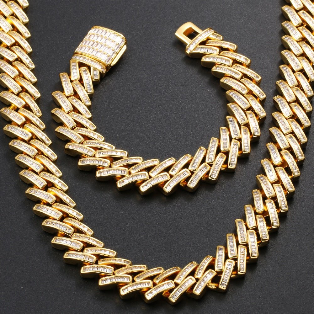 14mm Baguette Diamond Cuban Link Chain