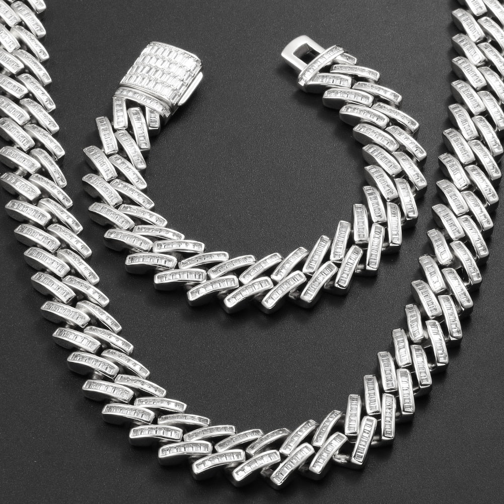 14mm Baguette Diamond Cuban Link Chain