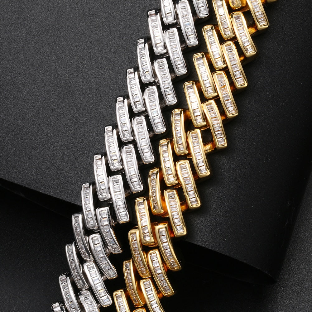 14mm Baguette Diamond Cuban Link Chain