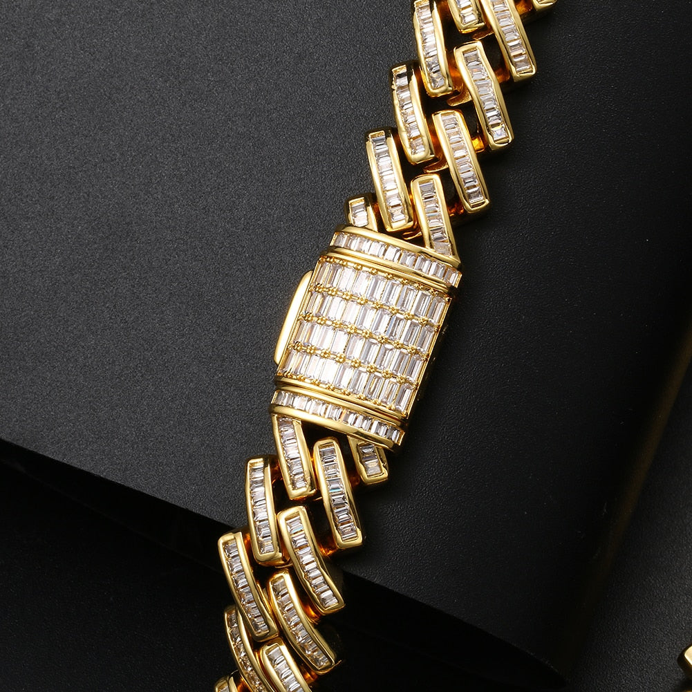 14mm Baguette Diamond Cuban Link Chain