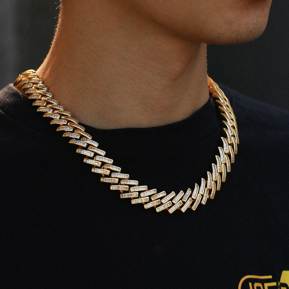 14mm Baguette Diamond Cuban Link Chain