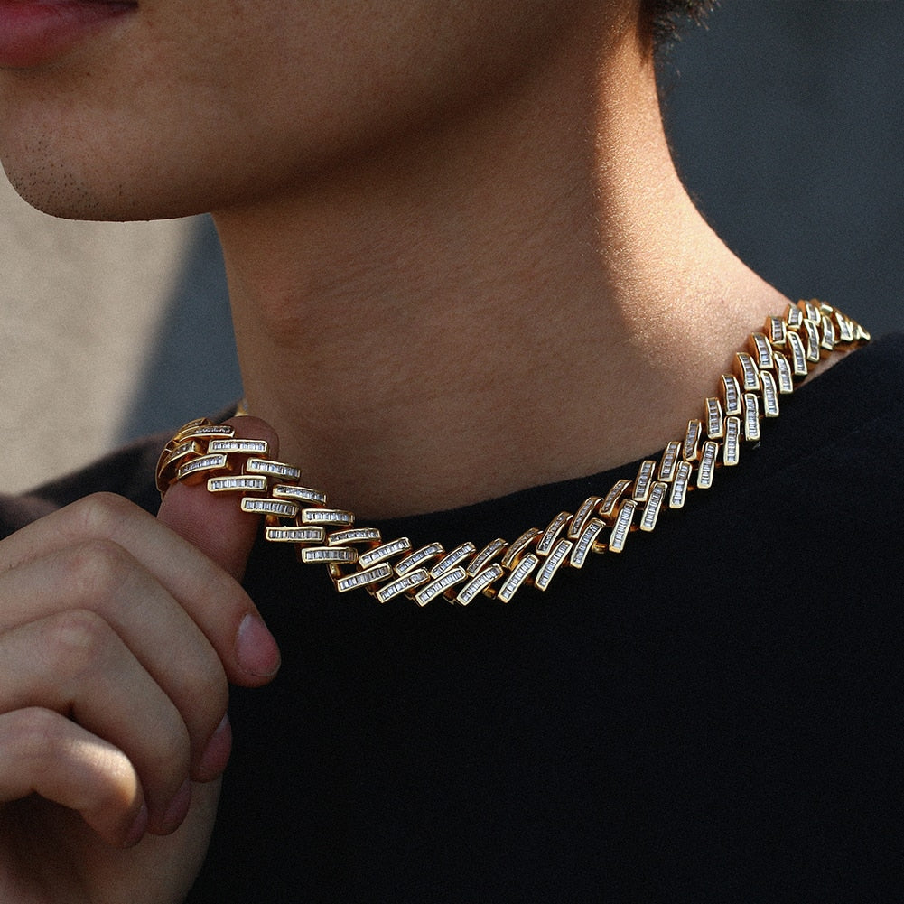 14mm Baguette Diamond Cuban Link Chain