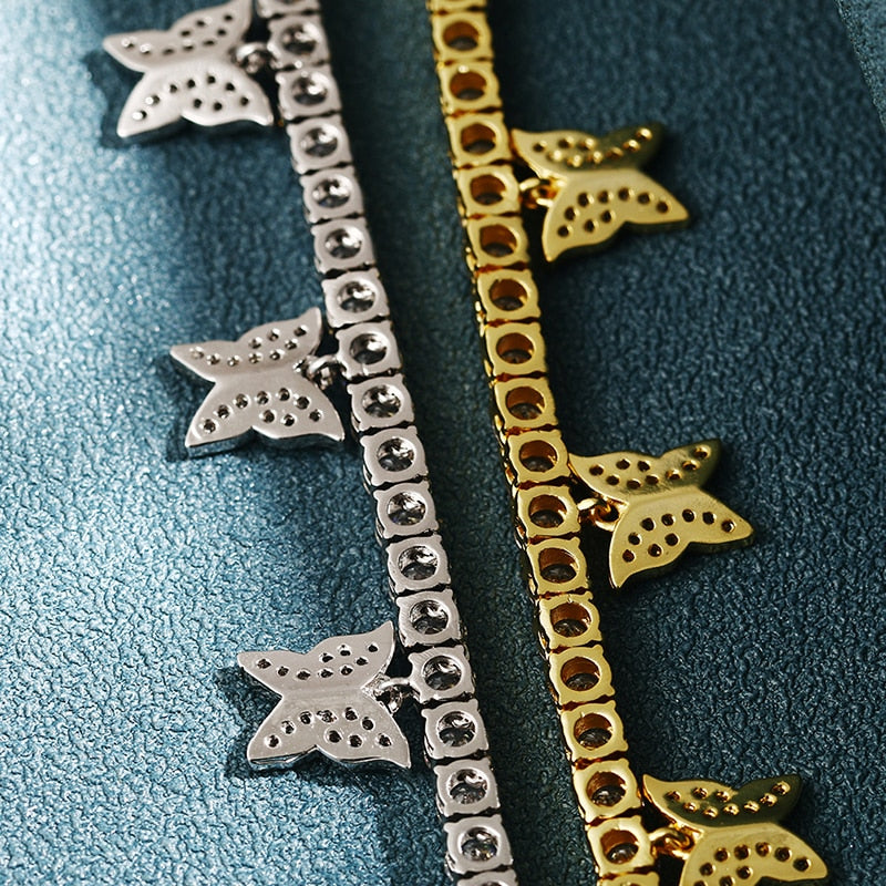 Tennis Chain With Iced Out Butter fly pendant