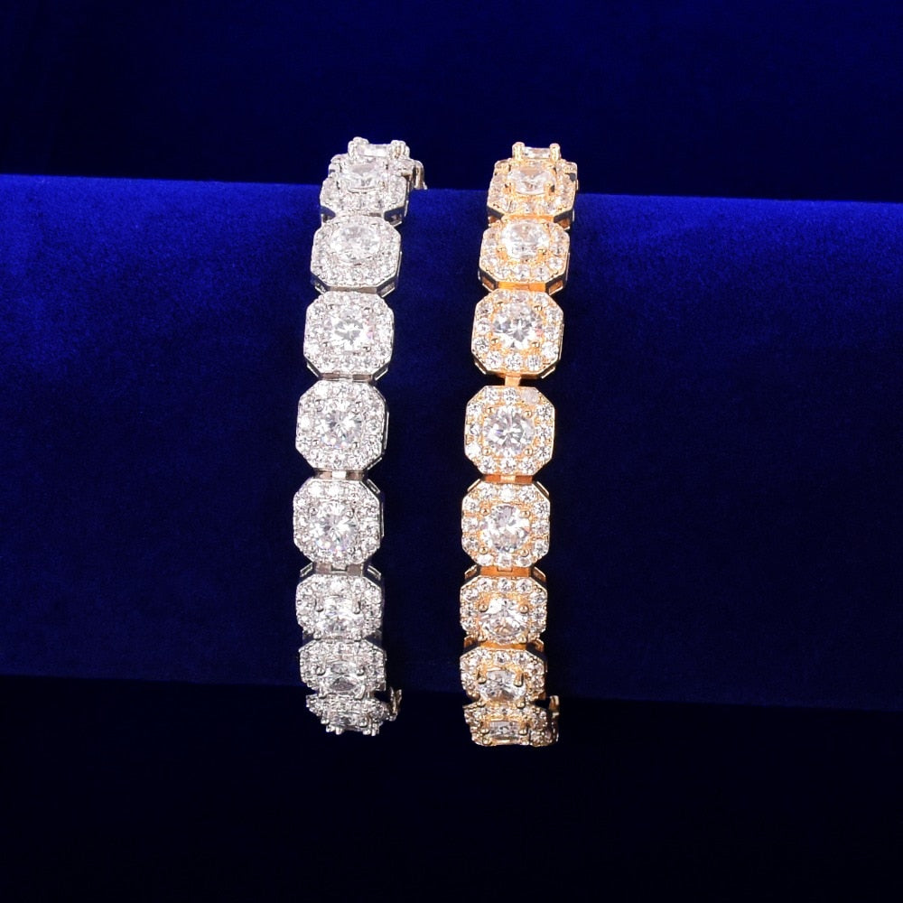 Iced Out 9mm Clustered Tennis Bracelet