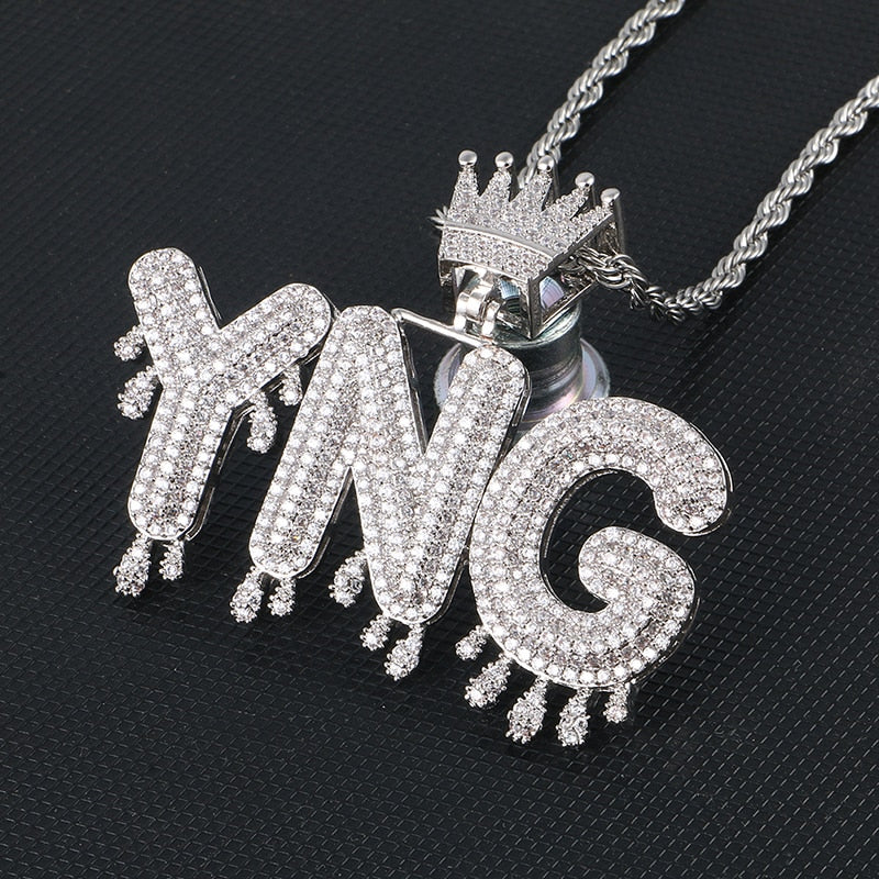 Iced Out Crown Custom Name Pendant Necklace