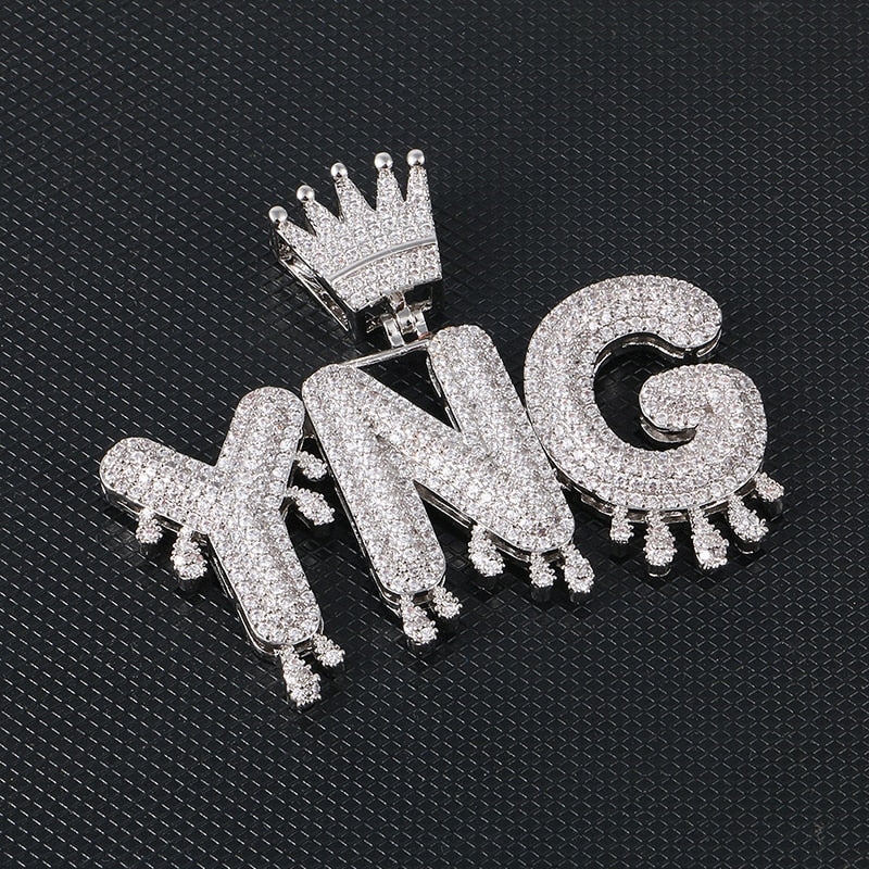 Iced Out Crown Custom Name Pendant Necklace