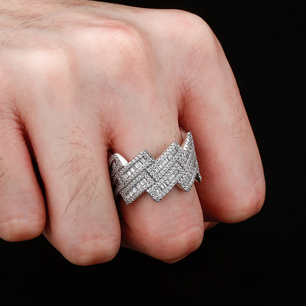 Baguette Prong Cuban Link Ring