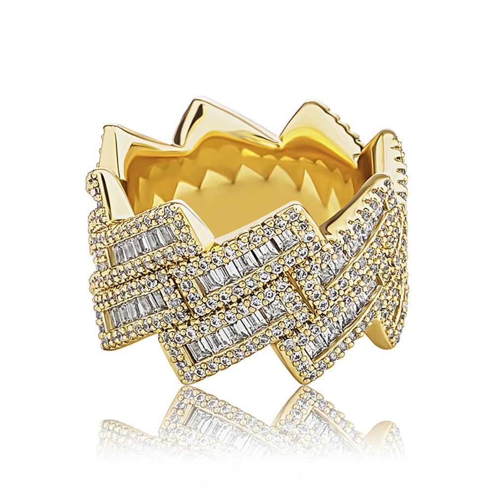 Baguette Prong Cuban Link Ring
