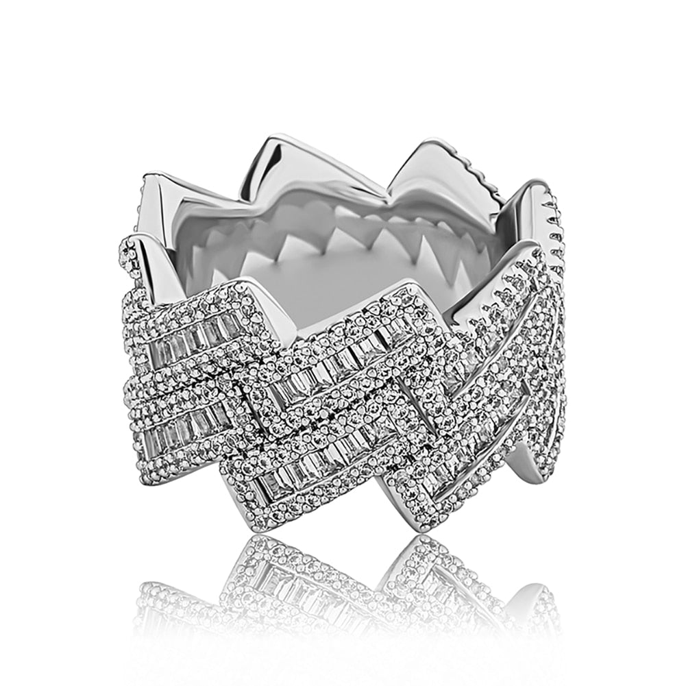 Baguette Prong Cuban Link Ring