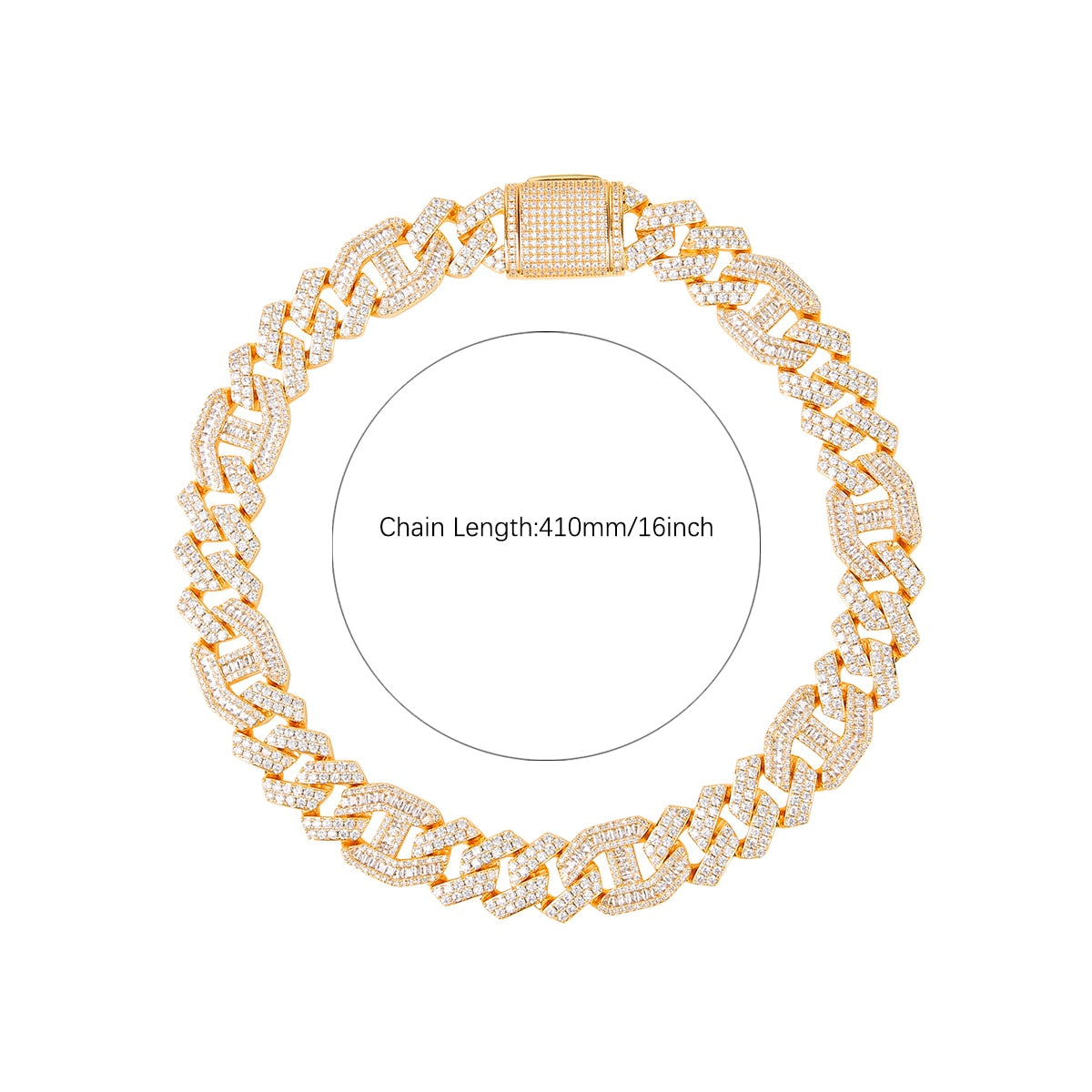 18mm Baguette Diamond Cuban Link Chain