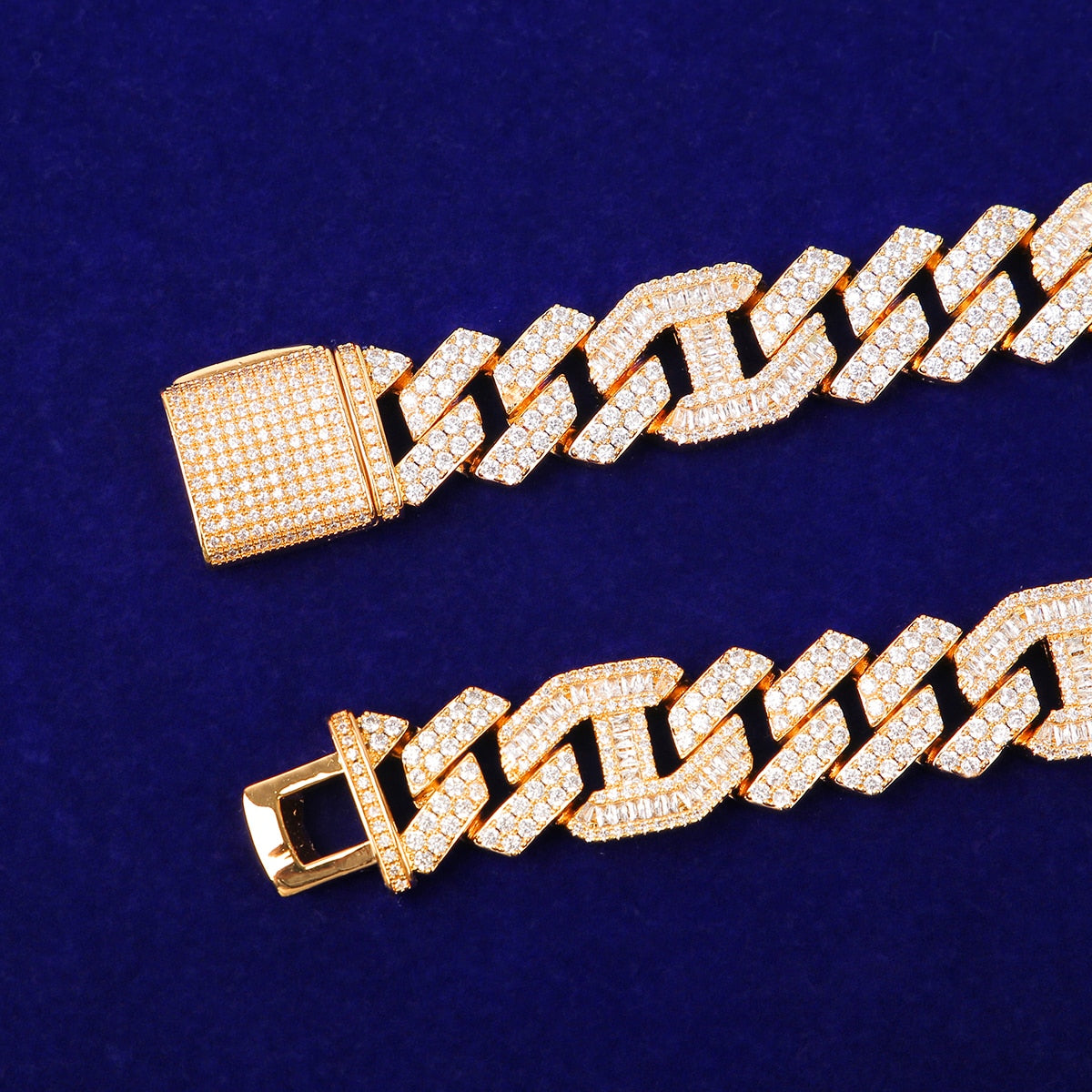 18mm Baguette Diamond Cuban Link Chain
