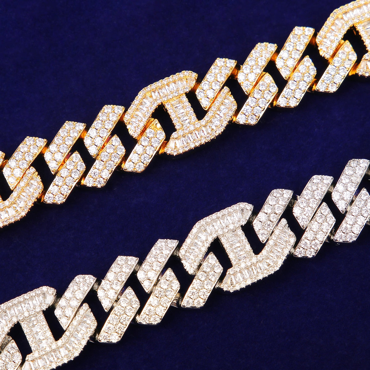 18mm Baguette Diamond Cuban Link Chain