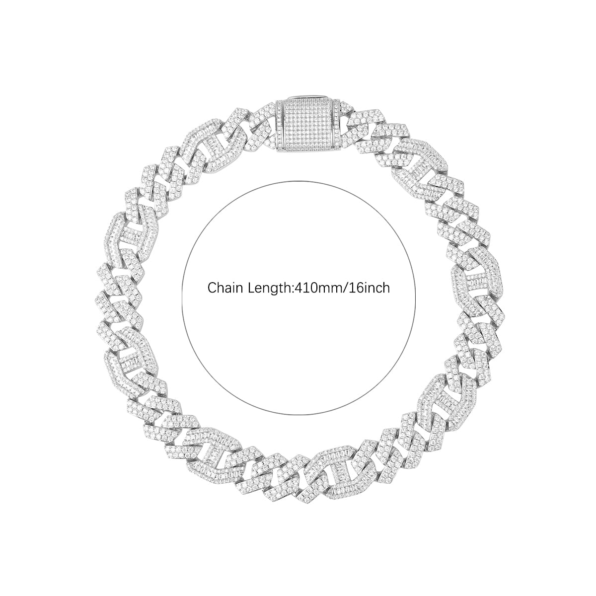 18mm Baguette Diamond Cuban Link Chain