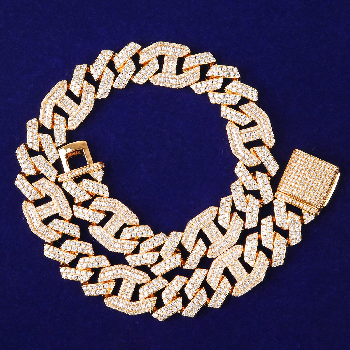 18mm Baguette Diamond Cuban Link Chain