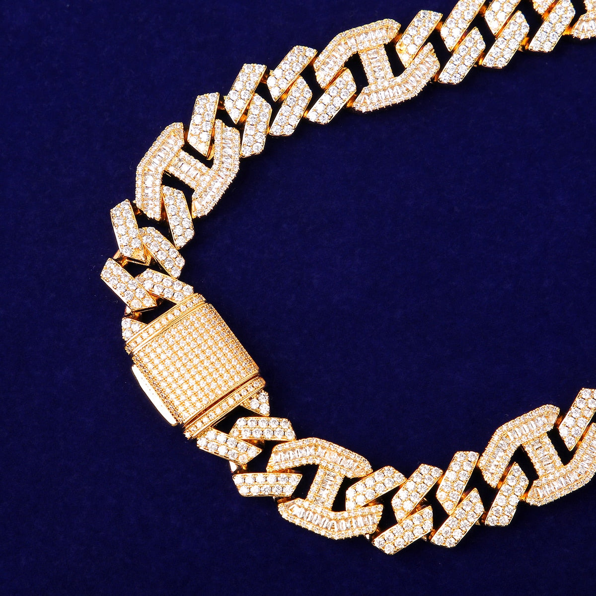 18mm Baguette Diamond Cuban Link Chain