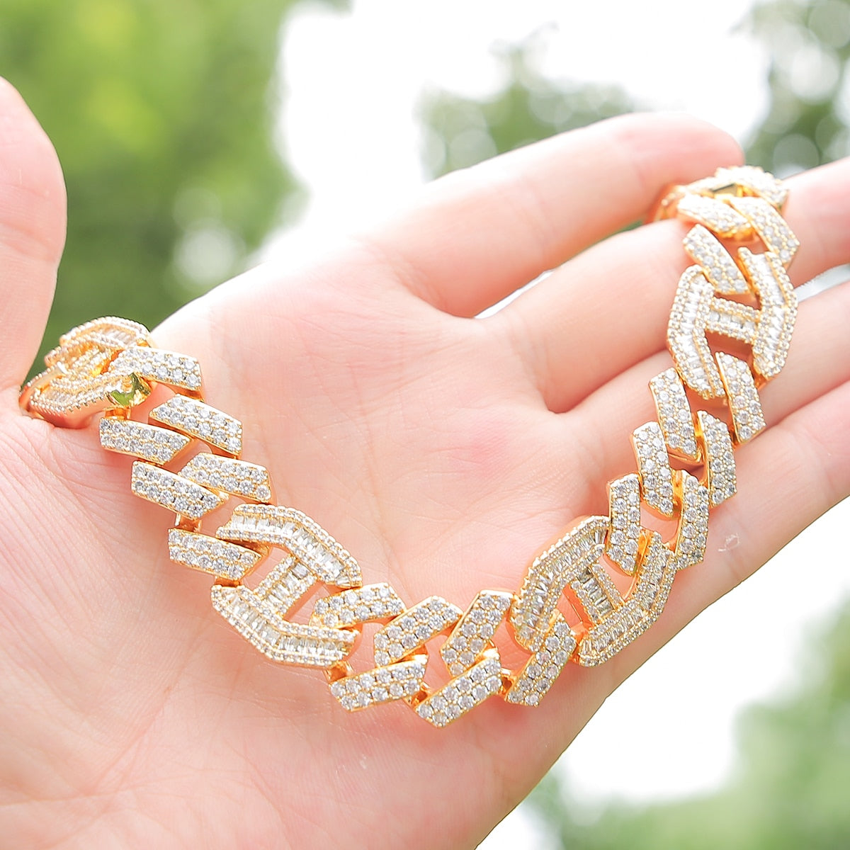 18mm Baguette Diamond Cuban Link Chain