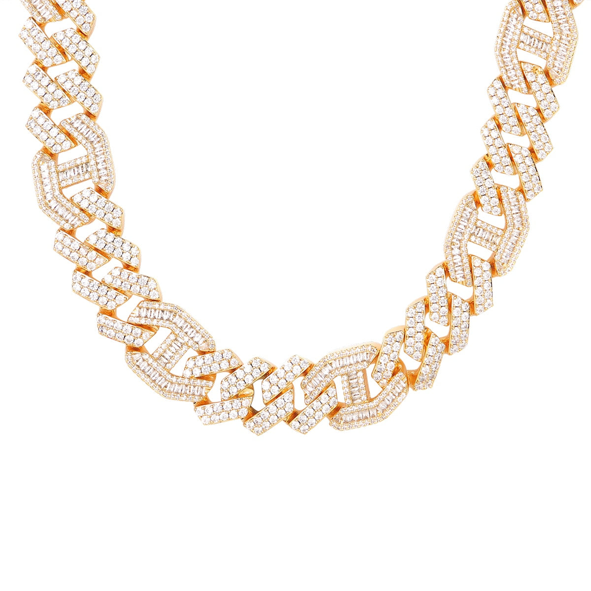18mm Baguette Diamond Cuban Link Chain