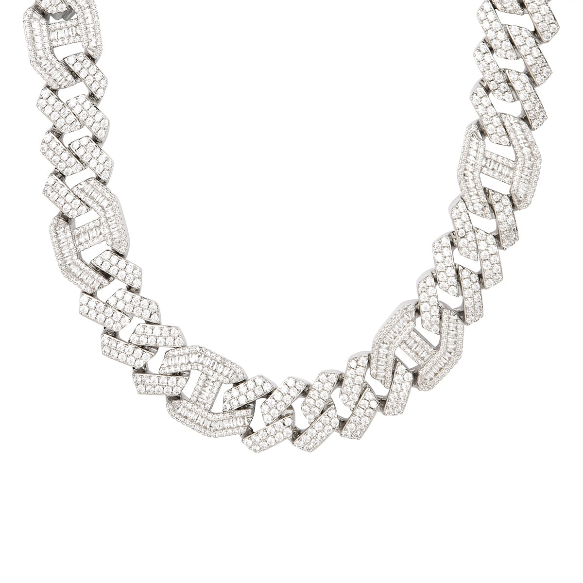 18mm Baguette Diamond Cuban Link Chain