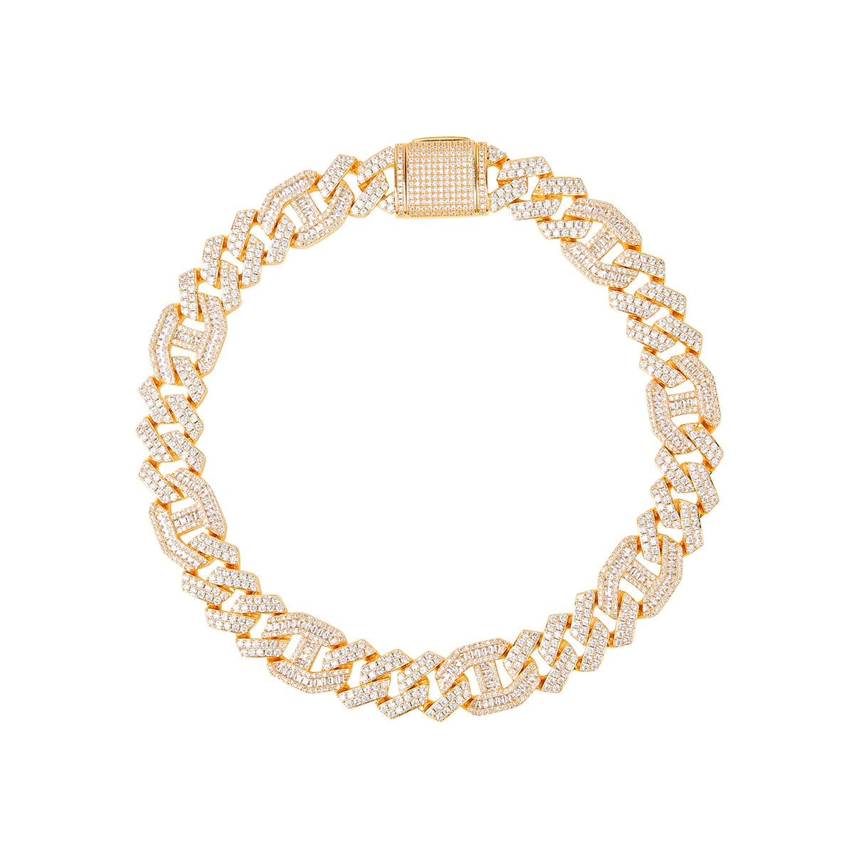18mm Baguette Diamond Cuban Link Chain