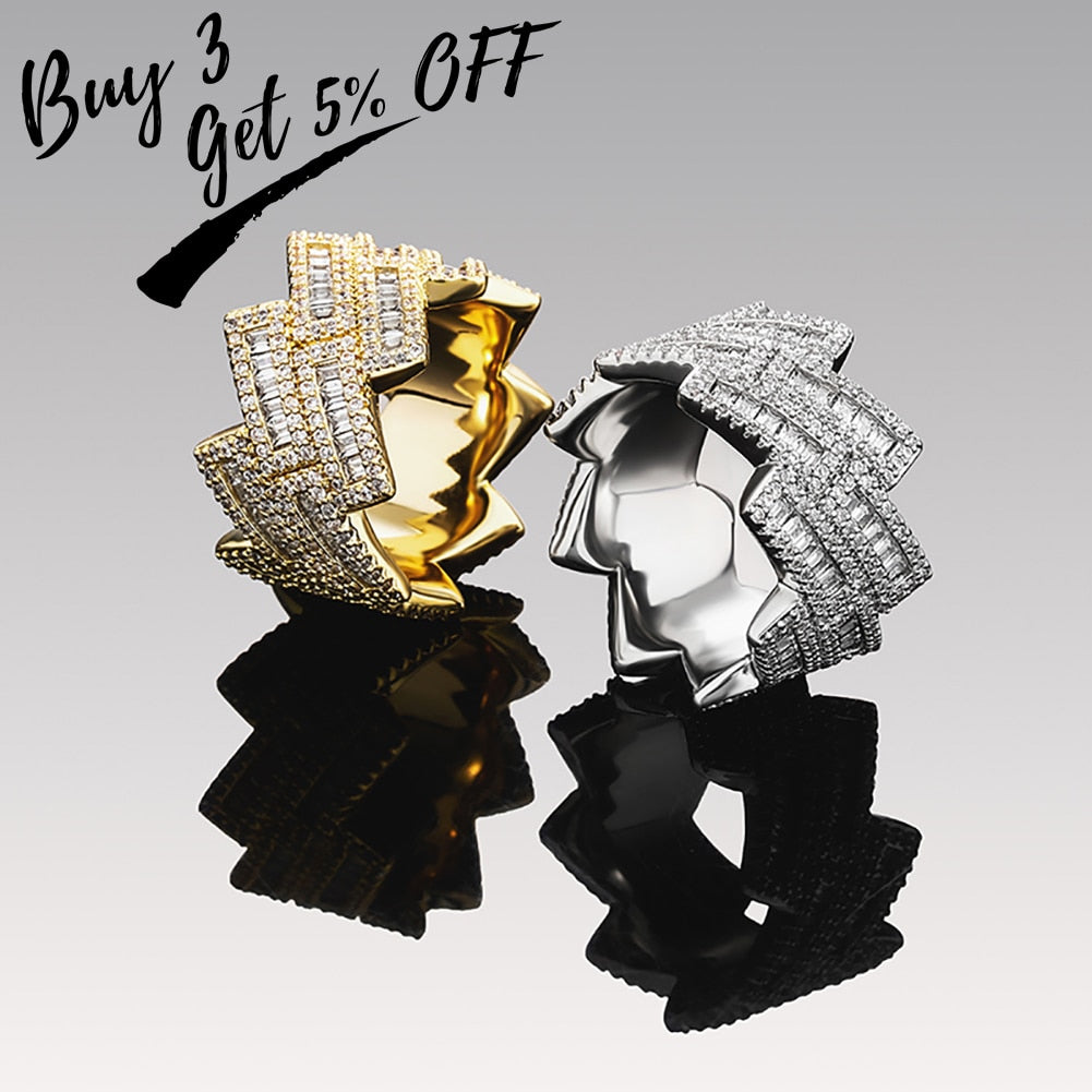 Baguette Prong Cuban Link Ring