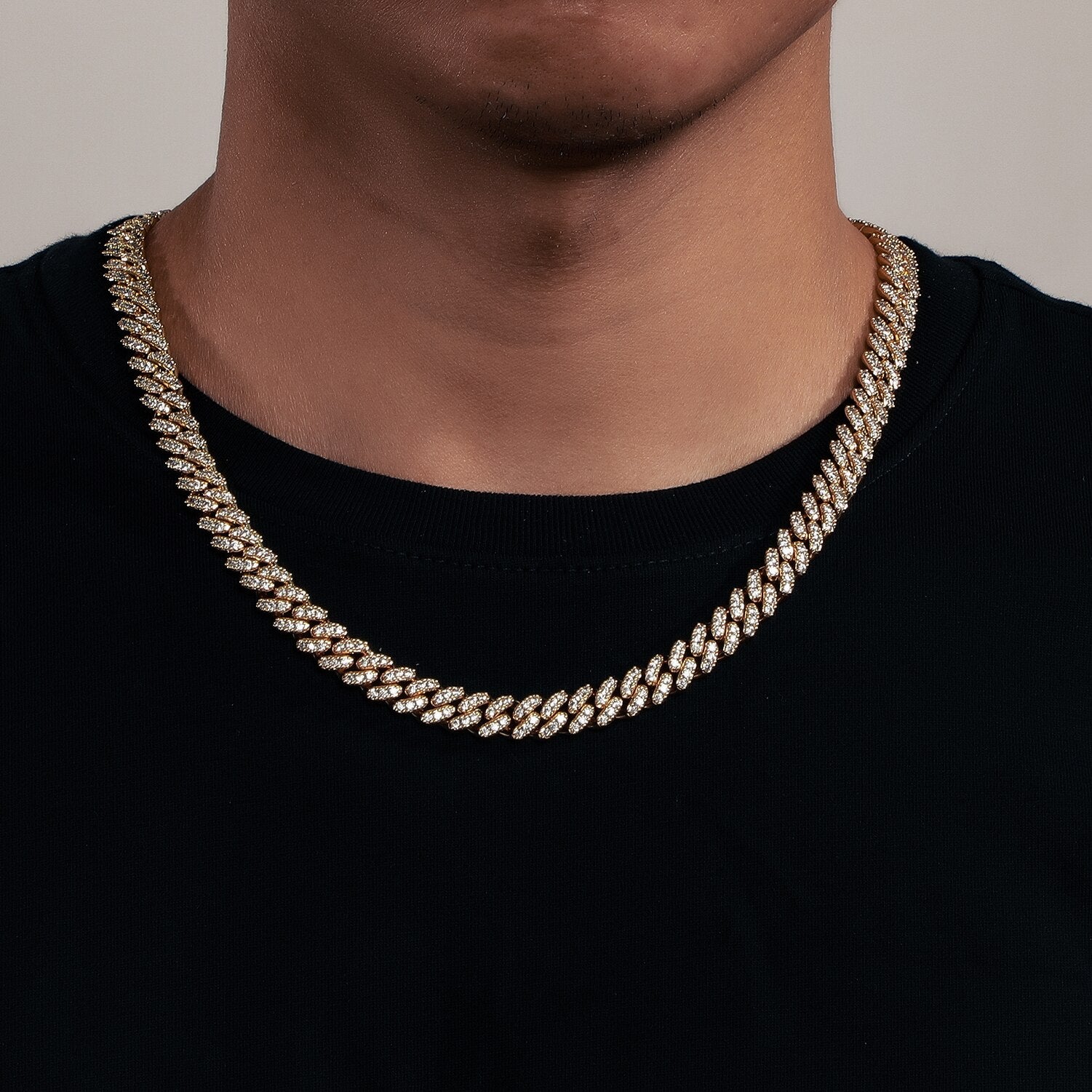 8mm Cuban Link Chain Iced with Diamonds
