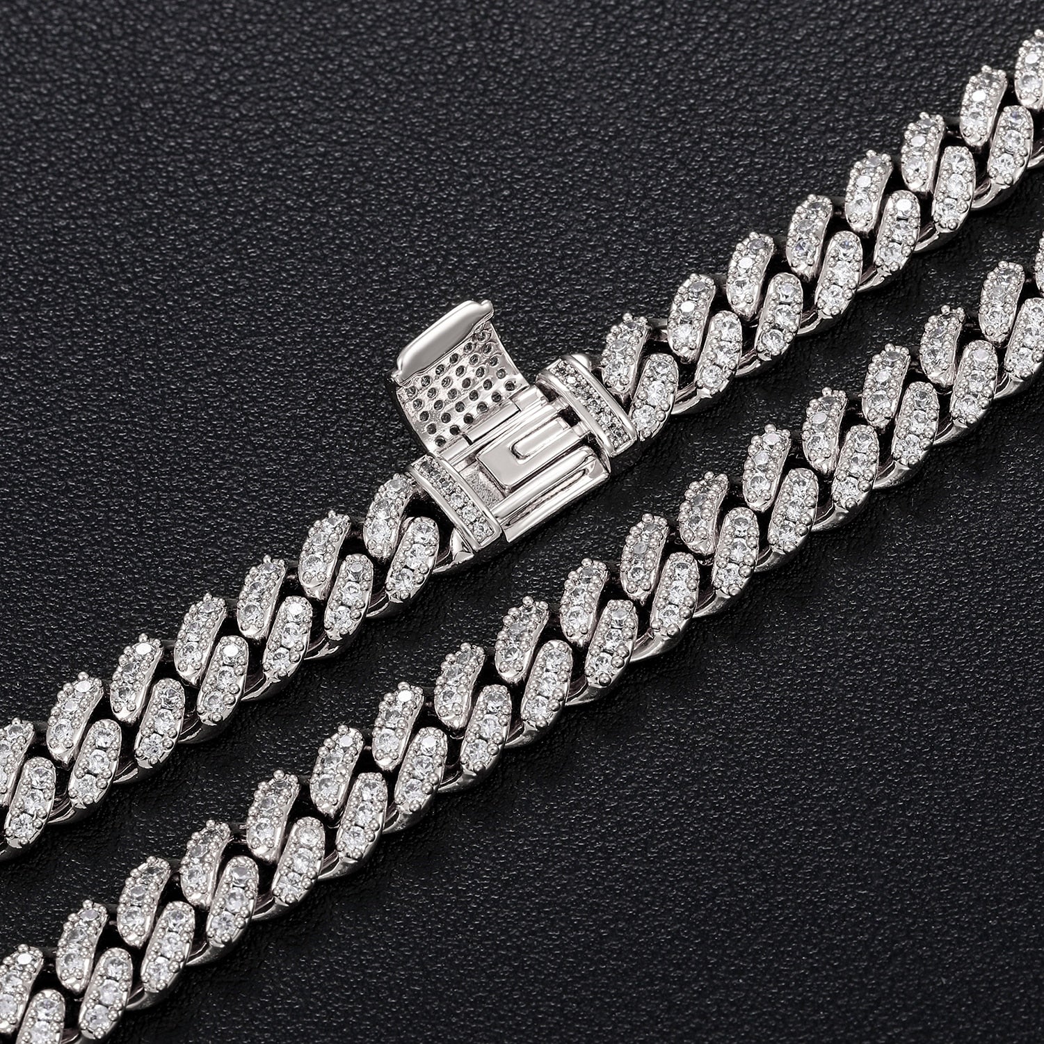 8mm Cuban Link Chain Iced with Diamonds