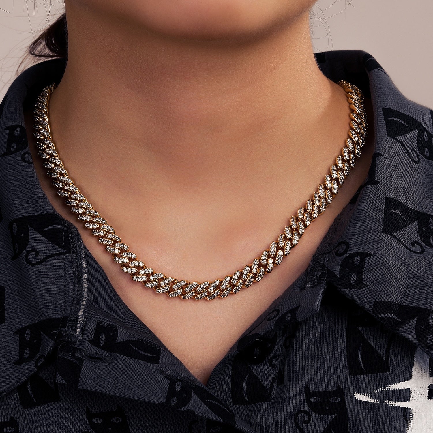 8mm Cuban Link Chain Iced with Diamonds