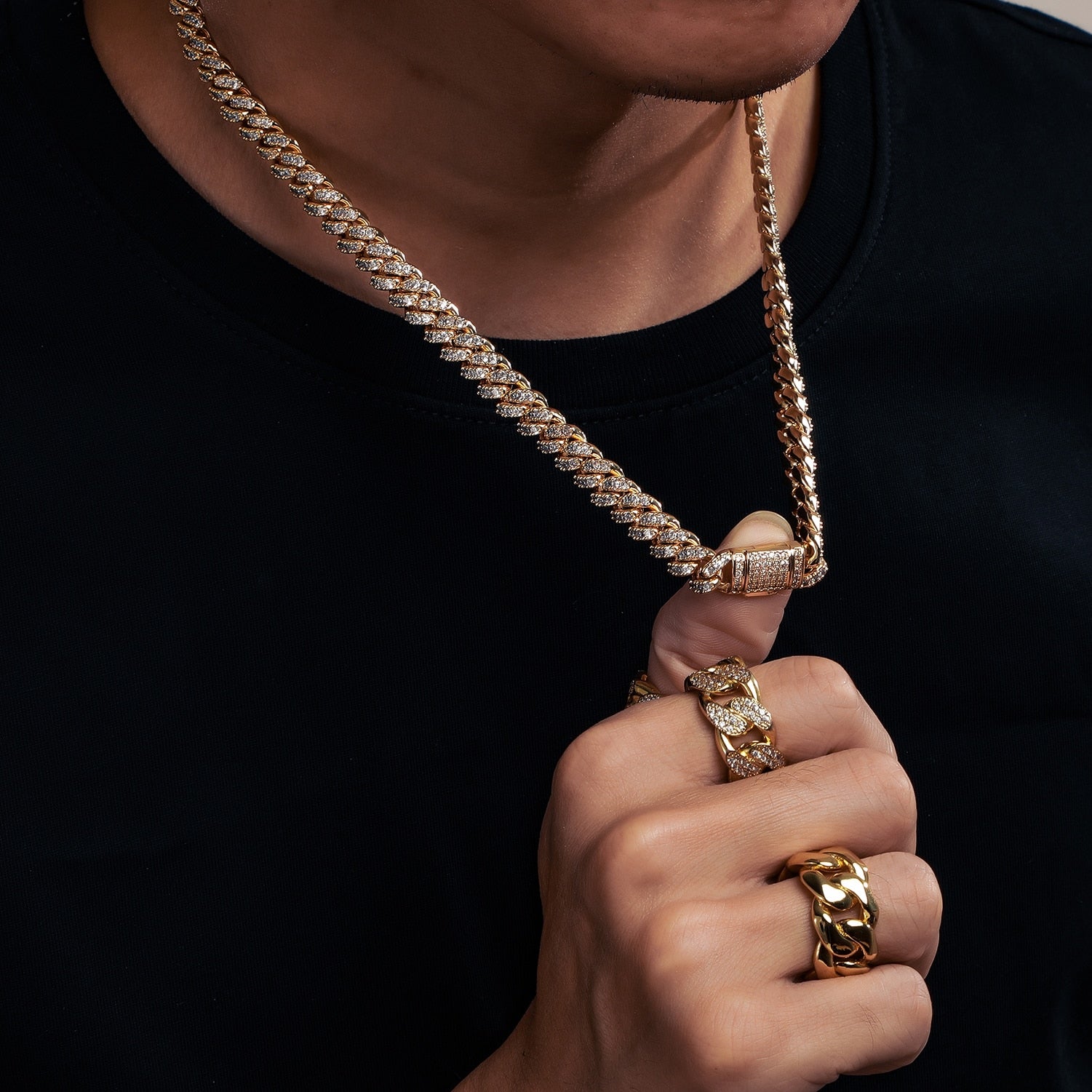 8mm Cuban Link Chain Iced with Diamonds