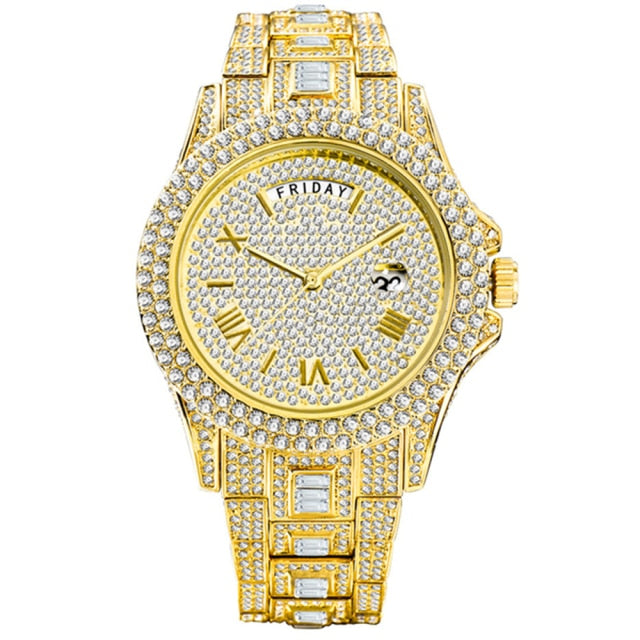 Waterproof Top Dual Calendar Diamond  Watch