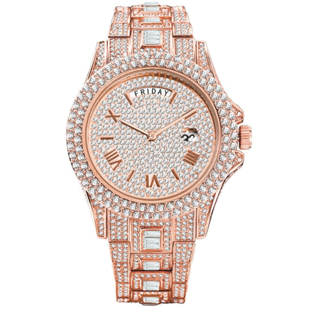Waterproof Top Dual Calendar Diamond  Watch