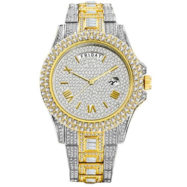 Waterproof Top Dual Calendar Diamond  Watch