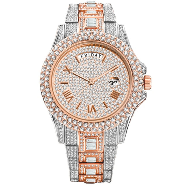 Waterproof Top Dual Calendar Diamond  Watch