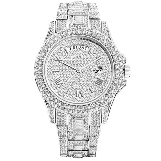Waterproof Top Dual Calendar Diamond  Watch