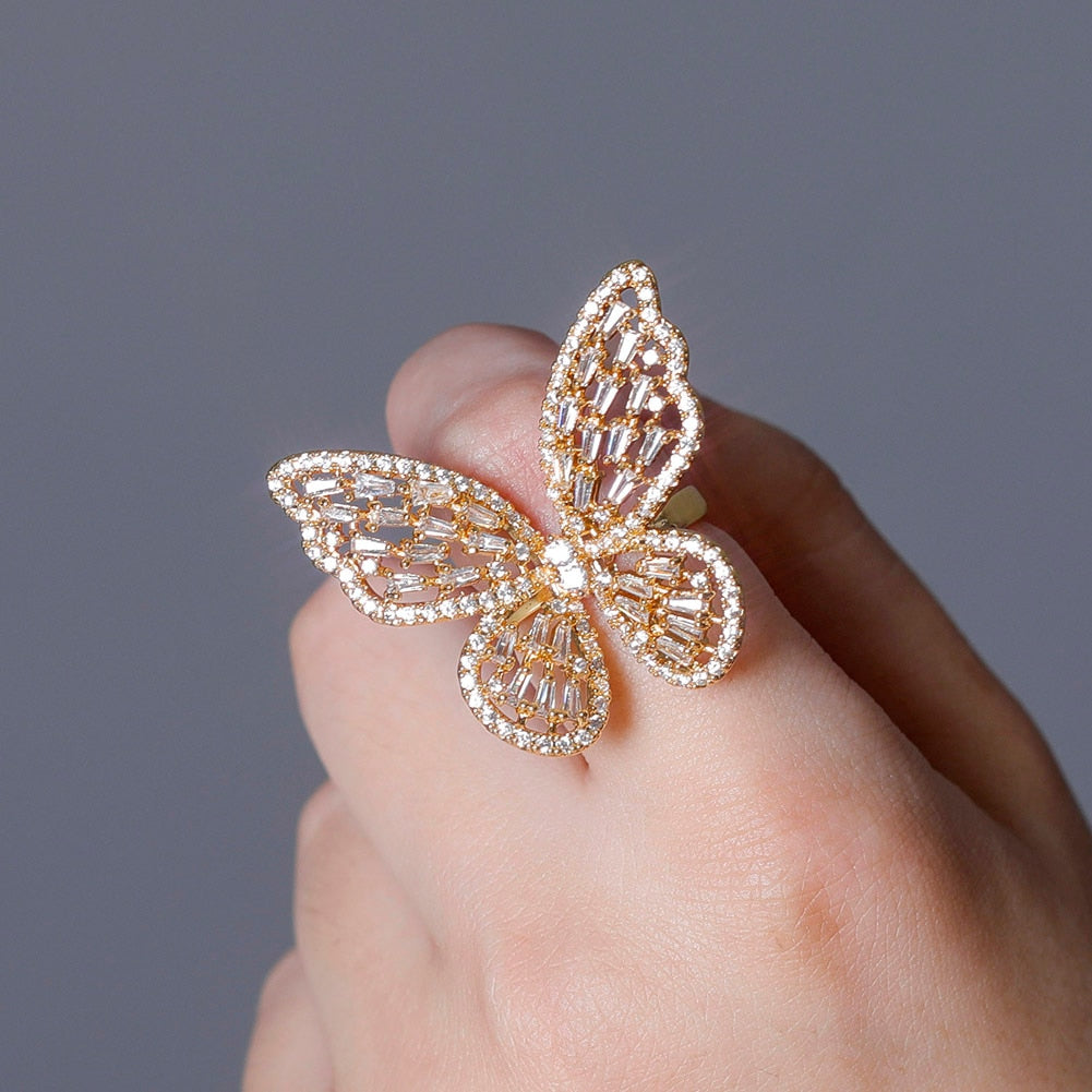Iced Out Butterfly ring