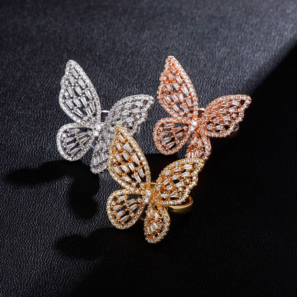 Iced Out Butterfly ring