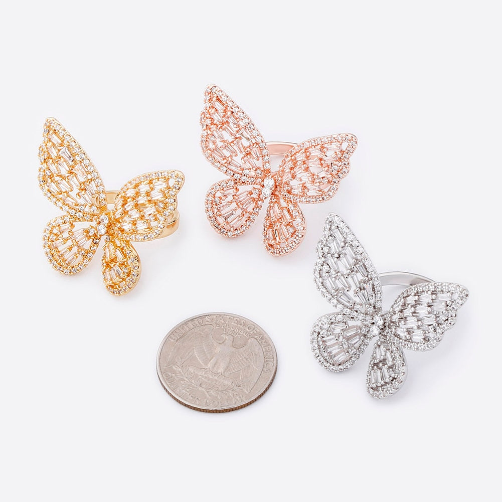 Iced Out Butterfly ring