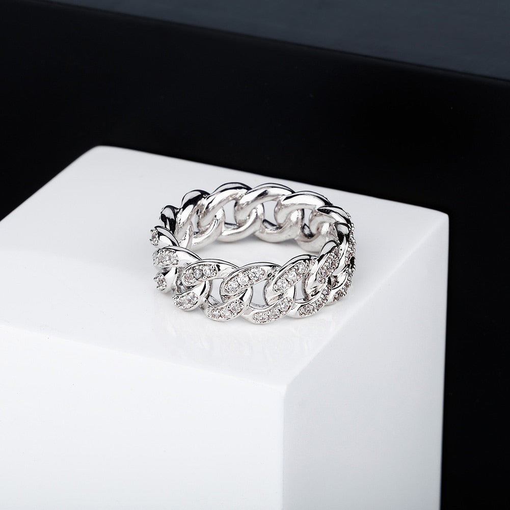 Iced Out Cuban Link Ring