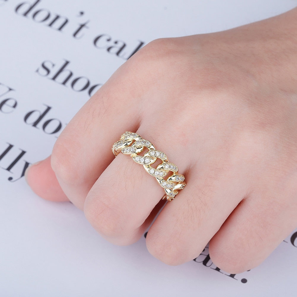 Iced Out Cuban Link Ring