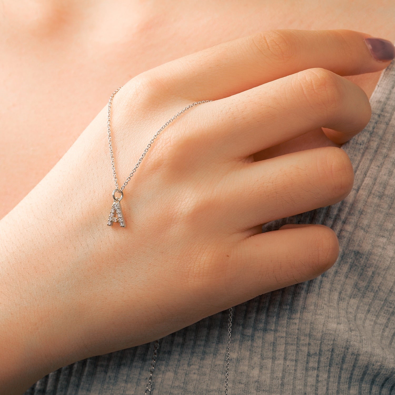 S925 Moissanite Diamond Letter Pendant