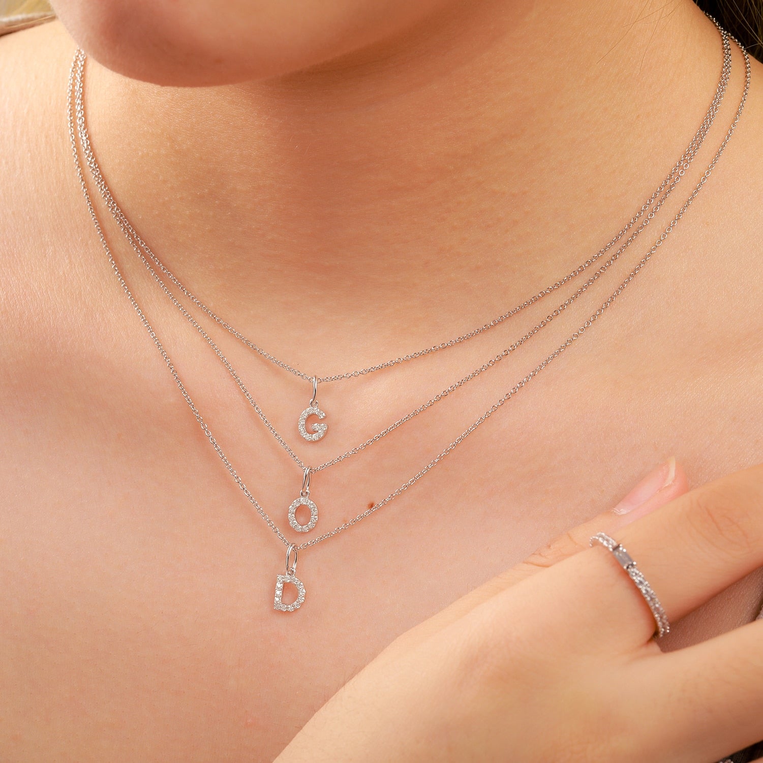 S925 Moissanite Diamond Letter Pendant