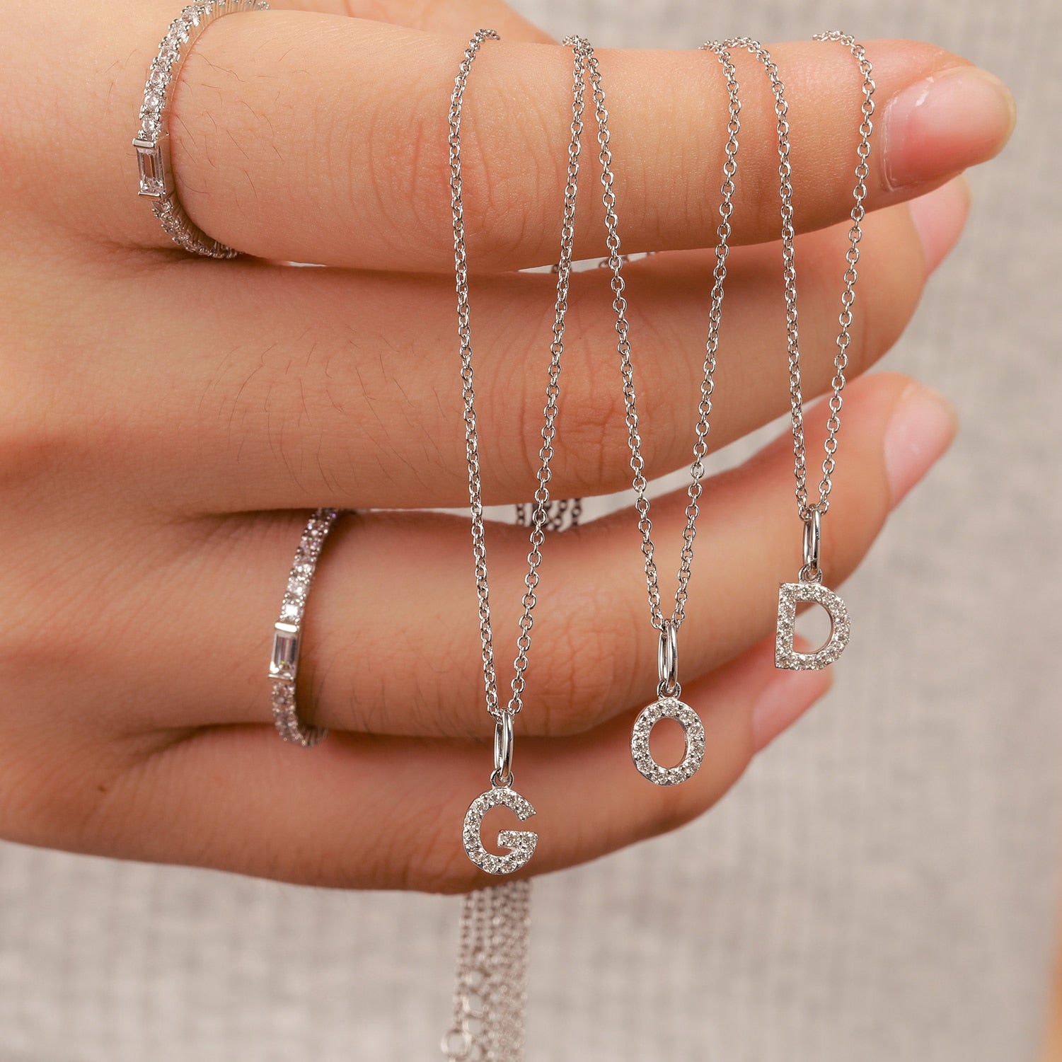 S925 Moissanite Diamond Letter Pendant