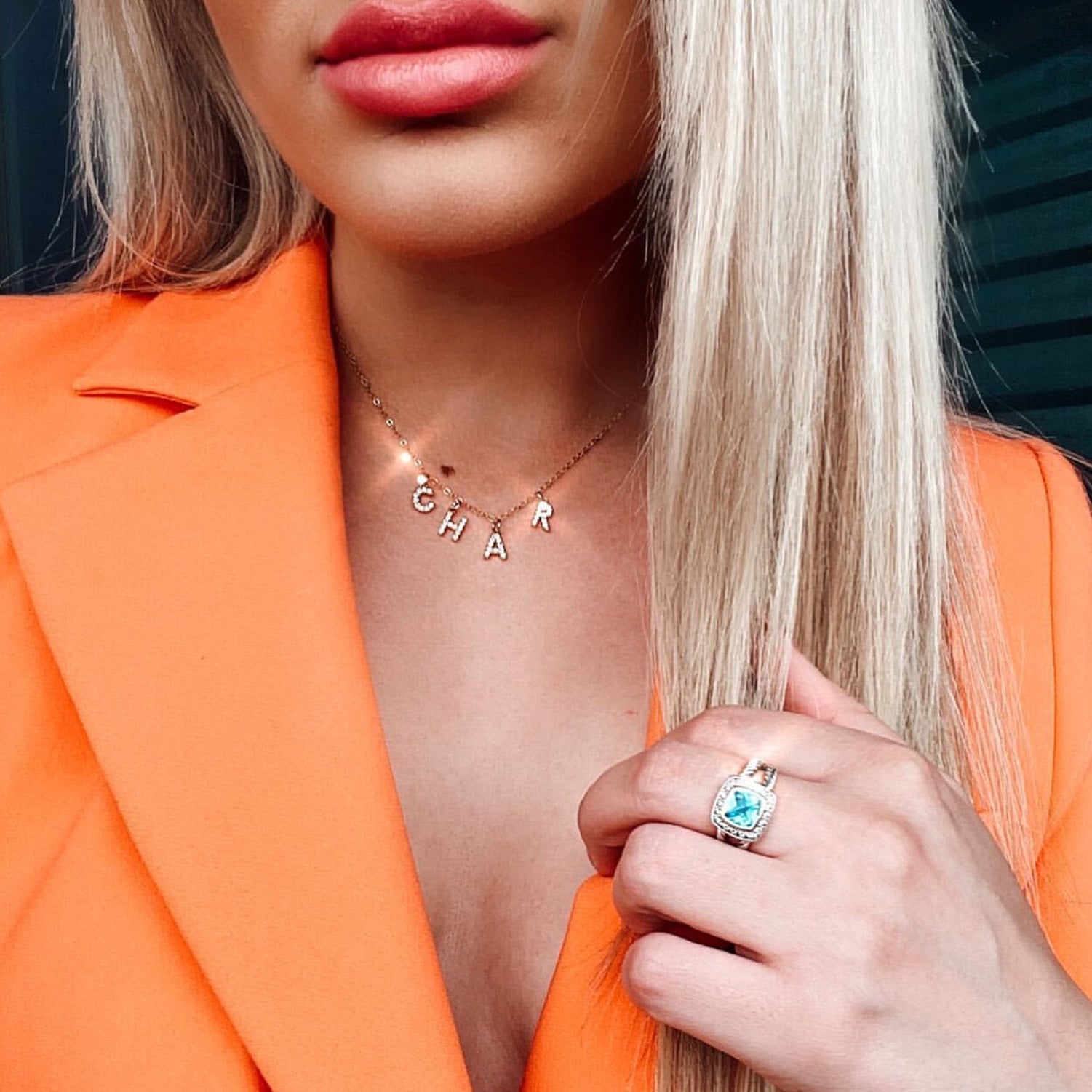 S925 Moissanite Diamond Letter Pendant